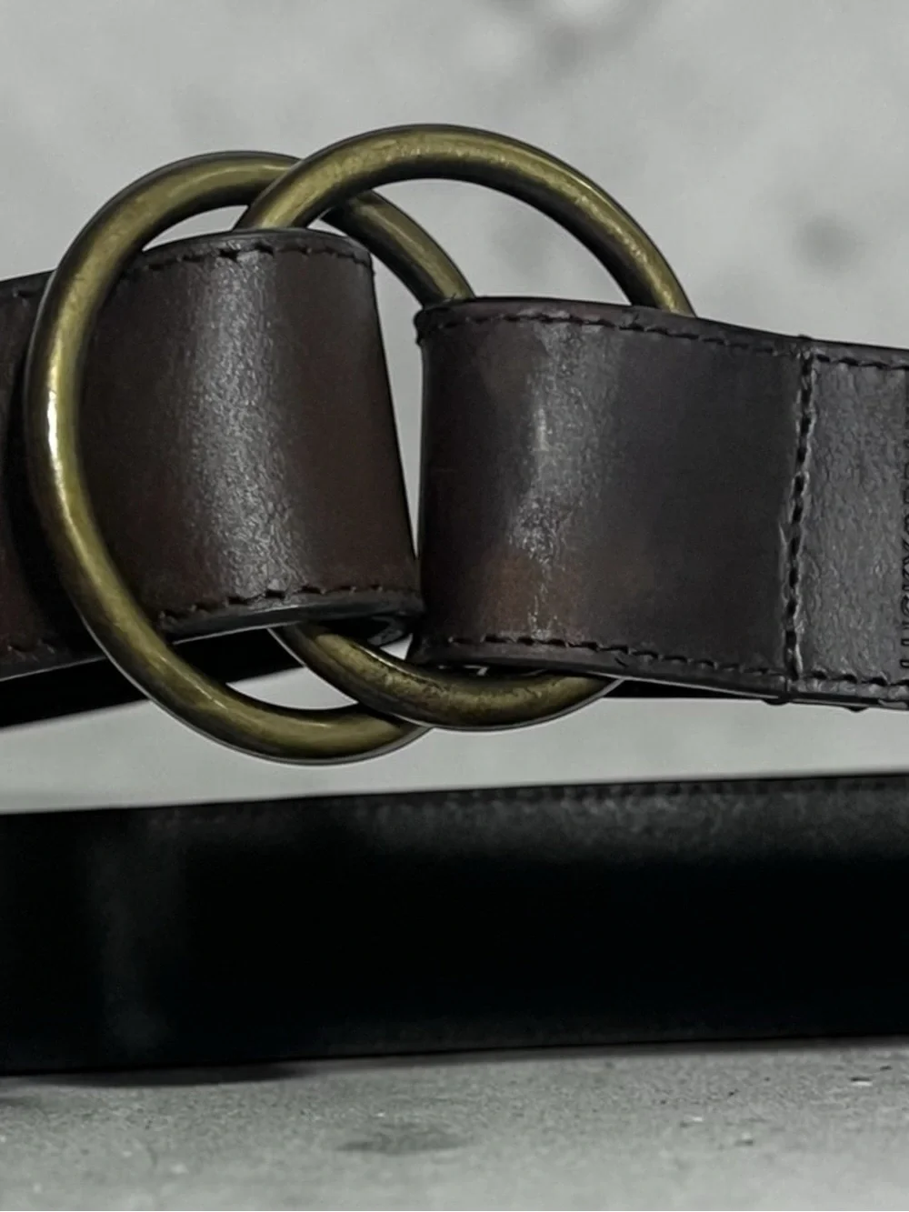 Classic Brown Leather Double-Ring Belt